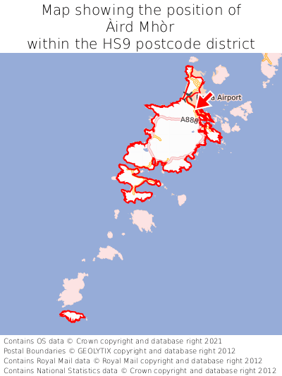 Map showing location of Àird Mhòr within HS9
