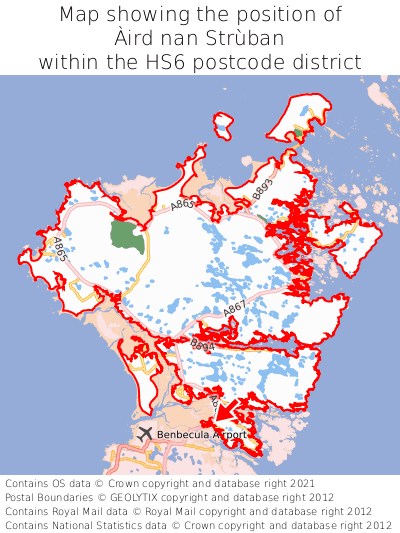 Map showing location of Àird nan Strùban within HS6