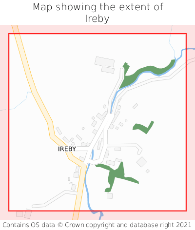 Map showing extent of Ireby as bounding box