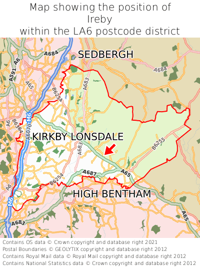 Map showing location of Ireby within LA6