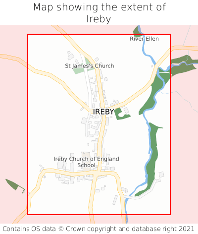 Map showing extent of Ireby as bounding box