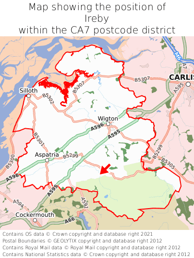 Map showing location of Ireby within CA7