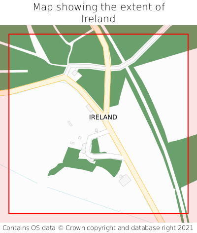 Map showing extent of Ireland as bounding box