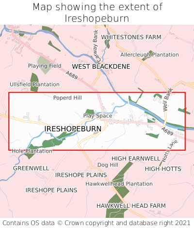 Map showing extent of Ireshopeburn as bounding box