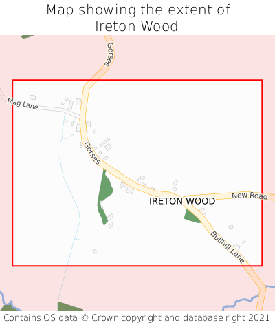 Map showing extent of Ireton Wood as bounding box