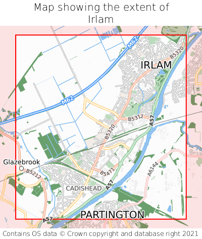 Map showing extent of Irlam as bounding box