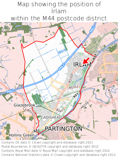 Map showing location of Irlam within M44
