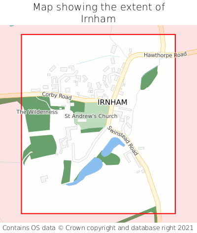 Map showing extent of Irnham as bounding box