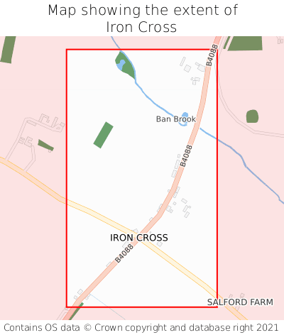 Map showing extent of Iron Cross as bounding box