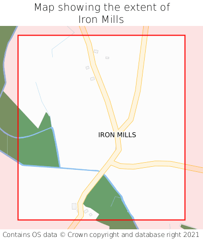 Map showing extent of Iron Mills as bounding box