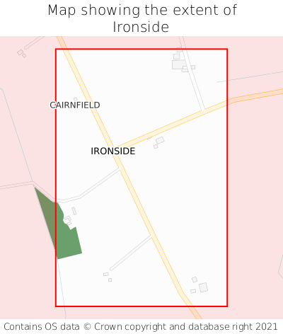 Map showing extent of Ironside as bounding box