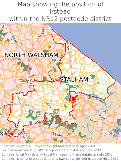 Map showing location of Irstead within NR12