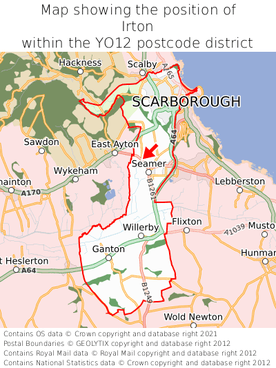 Map showing location of Irton within YO12