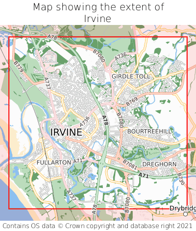 Map showing extent of Irvine as bounding box