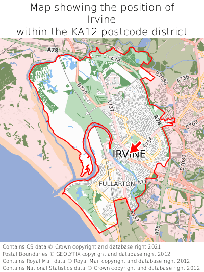 Map showing location of Irvine within KA12