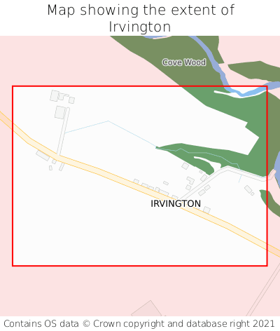 Map showing extent of Irvington as bounding box