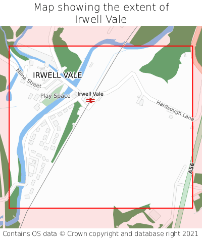 Map showing extent of Irwell Vale as bounding box
