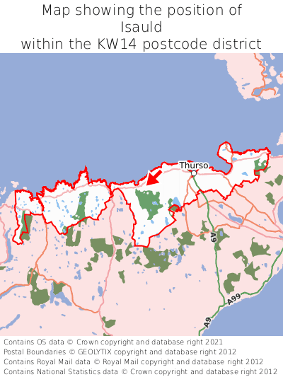 Map showing location of Isauld within KW14