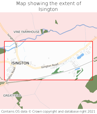 Map showing extent of Isington as bounding box