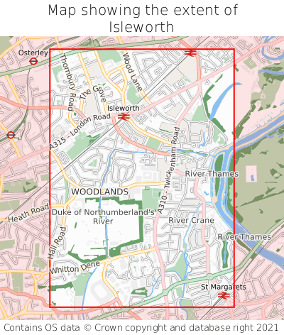 Map showing extent of Isleworth as bounding box