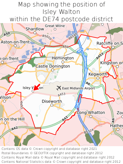 Map showing location of Isley Walton within DE74