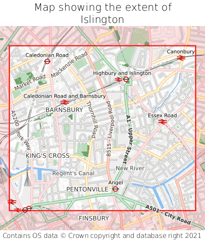 Map showing extent of Islington as bounding box