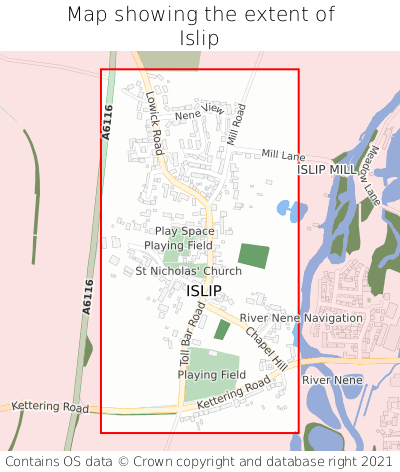 Map showing extent of Islip as bounding box