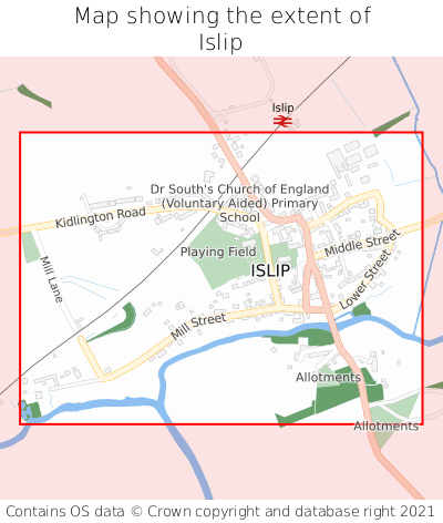 Map showing extent of Islip as bounding box