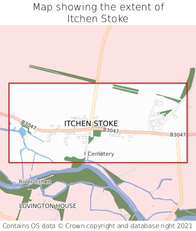 Map showing extent of Itchen Stoke as bounding box