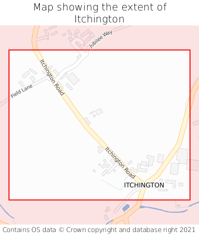 Map showing extent of Itchington as bounding box