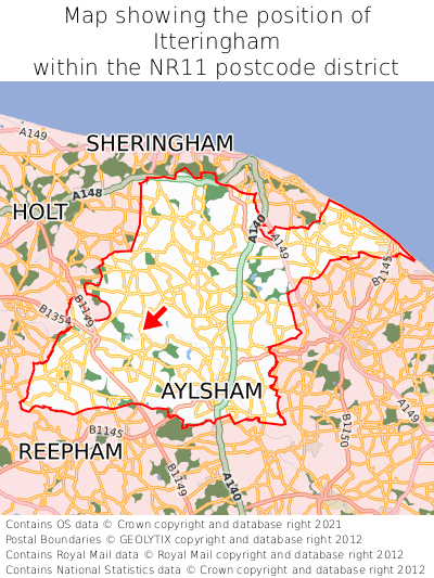 Map showing location of Itteringham within NR11
