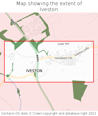 Map showing extent of Iveston as bounding box