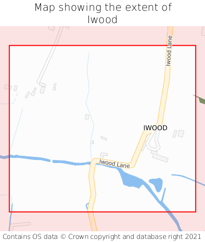 Map showing extent of Iwood as bounding box