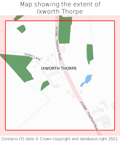 Map showing extent of Ixworth Thorpe as bounding box
