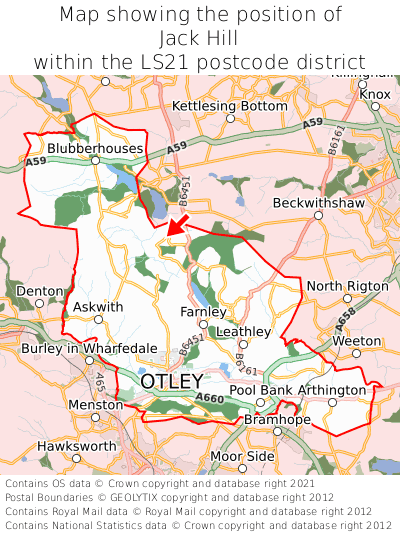 Map showing location of Jack Hill within LS21