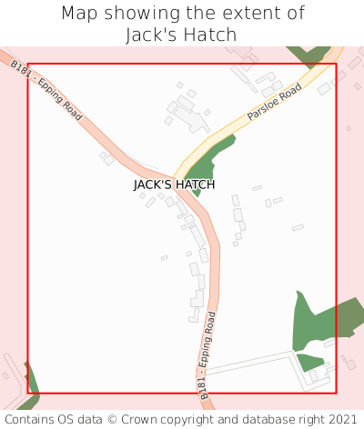 Map showing extent of Jack's Hatch as bounding box