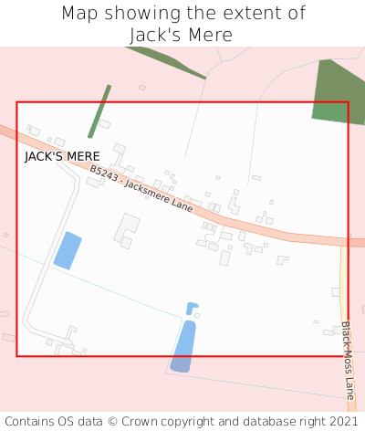 Map showing extent of Jack's Mere as bounding box