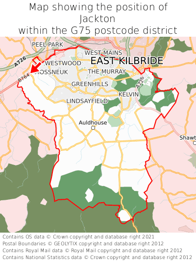 Map showing location of Jackton within G75