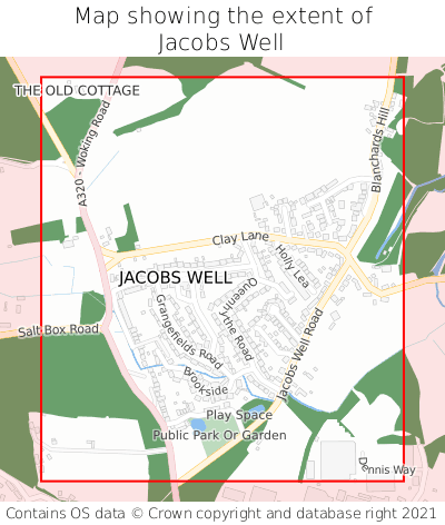 Map showing extent of Jacobs Well as bounding box