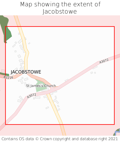 Map showing extent of Jacobstowe as bounding box