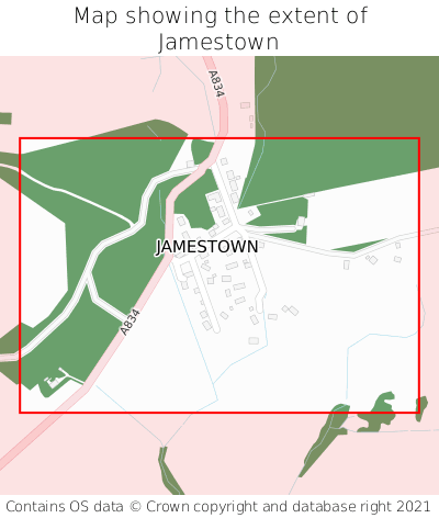 Map showing extent of Jamestown as bounding box