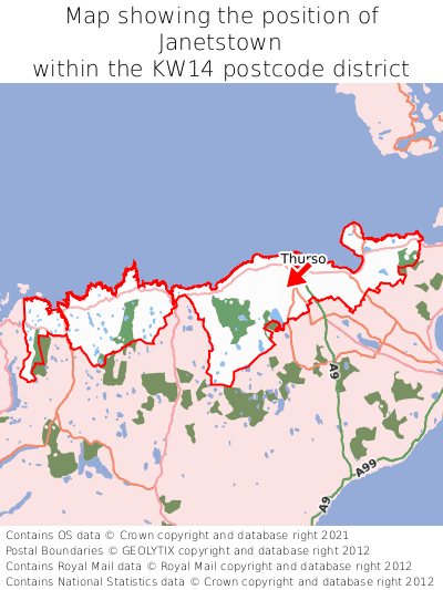 Map showing location of Janetstown within KW14