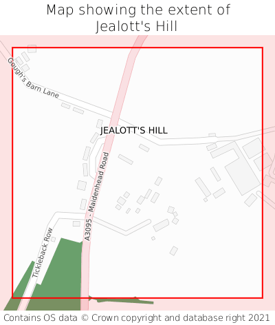 Map showing extent of Jealott's Hill as bounding box