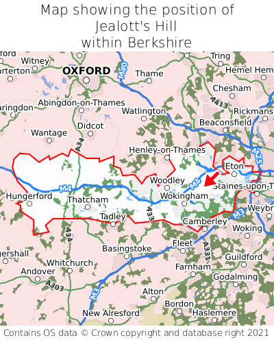 Map showing location of Jealott's Hill within Berkshire