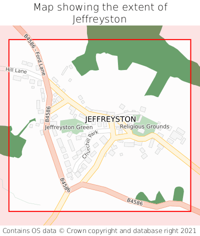 Map showing extent of Jeffreyston as bounding box