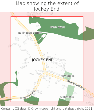 Map showing extent of Jockey End as bounding box
