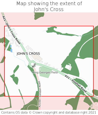 Map showing extent of John's Cross as bounding box
