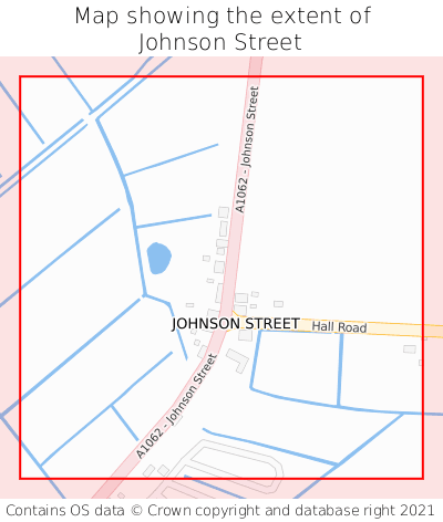 Map showing extent of Johnson Street as bounding box