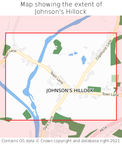 Map showing extent of Johnson's Hillock as bounding box