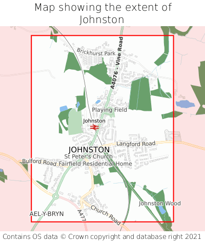 Map showing extent of Johnston as bounding box